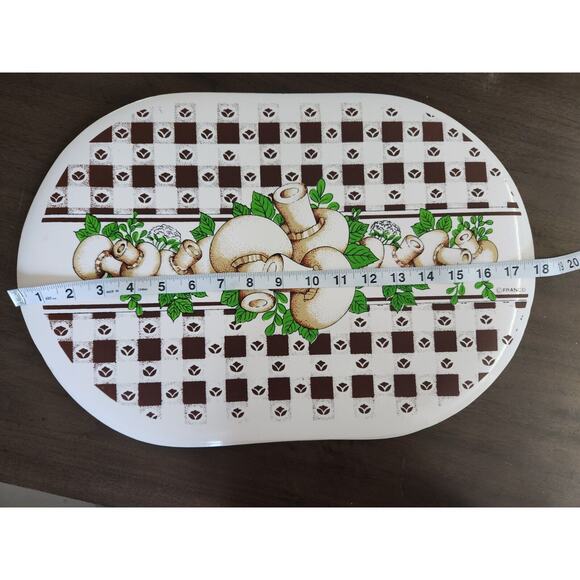 Lot Of 6 Vintage 80s Franco Vynil Placemats Mushrooms 12x18' - Picture 3 of 6